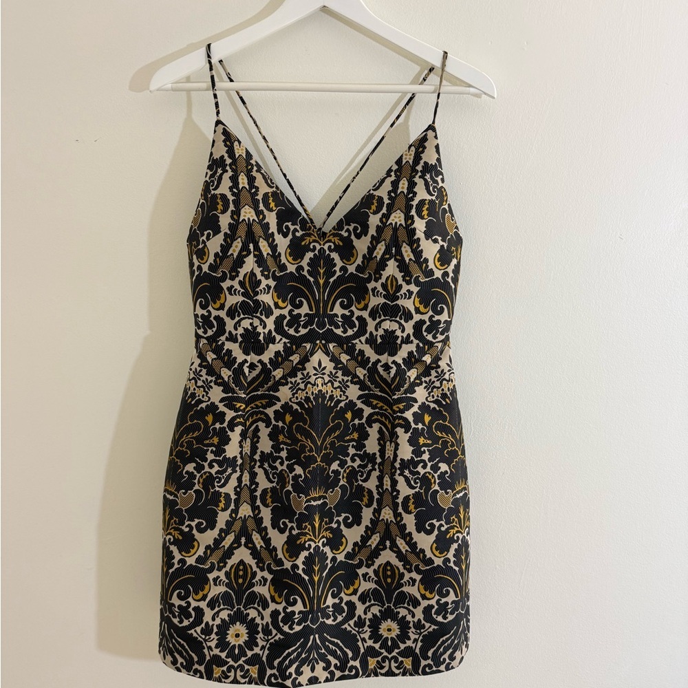 Free People Size 6 Black and Gold Mini Dress - Picture 1 of 15